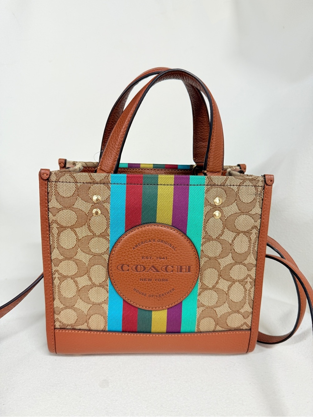 COACH Dempsey Tote 22 In Signature Jacquard With Stripe And Coach Patch C5637